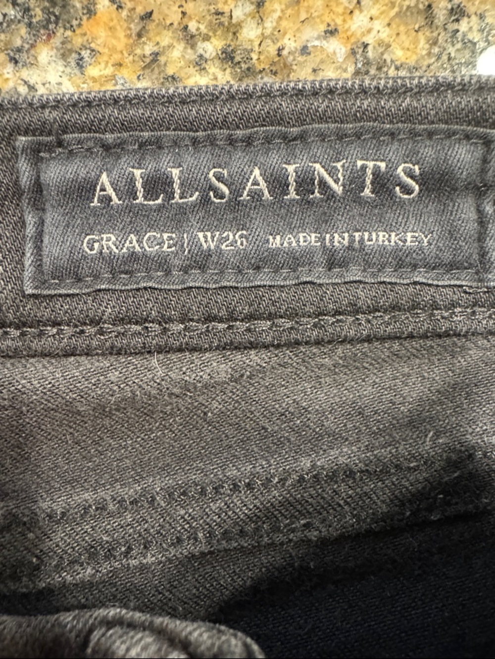 AllSaints Black Denim Jeans with Branded Waist Label - Picture 2 of 4